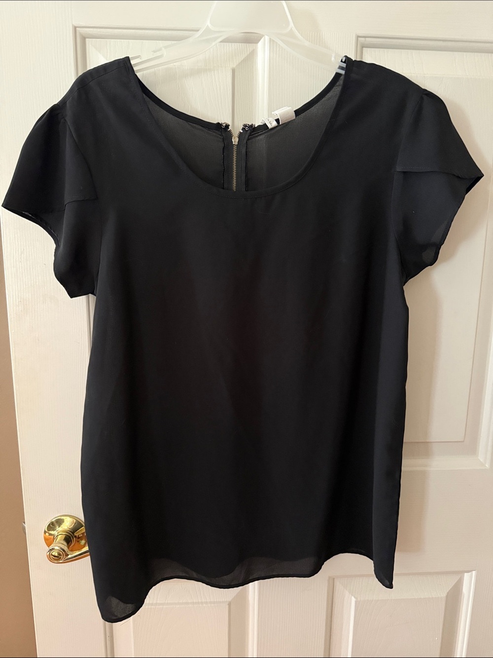 Japna Black Flutter-Sleeve Blouse